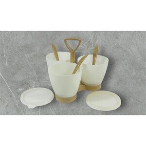 Tupperware Vintage Kitchen Condiment Set #757-3 With 3 Cups 3 Spoons 2 Lids & Ca